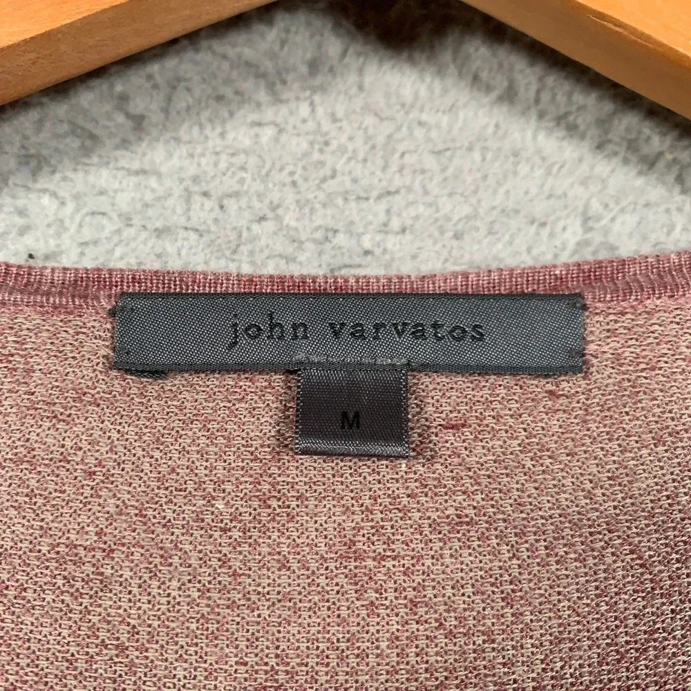 John Varvatos Collection Silk Linen Henley Sweater Shirt Mens Medium Plum Mauve